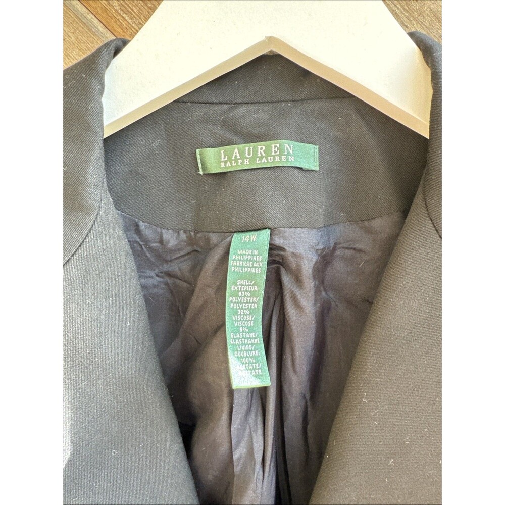 RALPH LAUREN Women's Blazer Size 14w Emblem Button Black Equestrian LRL RL PLUS - Picture 3 of 4
